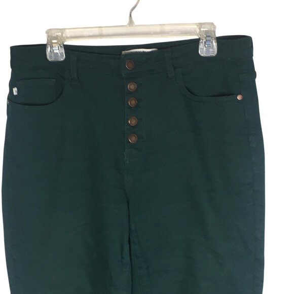 Judy Blue Jeans Womens 13/31 Green Wide Leg Crop Button Fly Raw Hem JB88104 - Picture 4 of 16